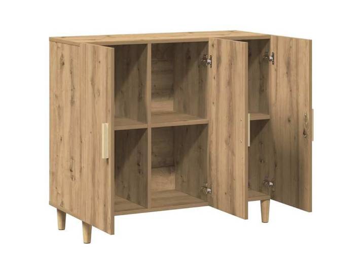 Buffet élégant - ECOHOME - bois d'ingénierie - chêne artisanal - 90 x 34 x 80 cm - 3 portes@737004