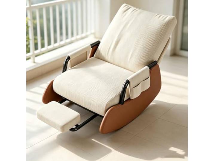 LCNDKF Relaxsessel mit Hocker mit Praktischer Seitentasche Kompakter Loungesessel mit herausziehbarer Fußstütze und weichen Armlehnen für Schlafzimmer.