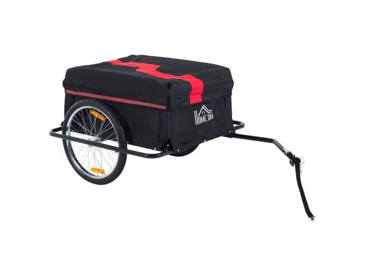 Homcom Transportanhänger Fahrradanhänger Lastenanhänger Fahrrad Anhänger Schwarz, Metall, 61x38x845 cm, Freizeit & Co, Sport & Fitness, Fahrradanhänger