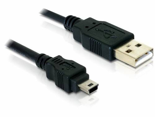 Delock USB-Kabel USB 2.0 USB-A Stecker, USB-Mini-B Stecker 1.50m Schwarz 82252