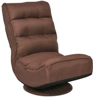 Costway 5-Position Folding Floor Gaming Chair-Rustic Brown