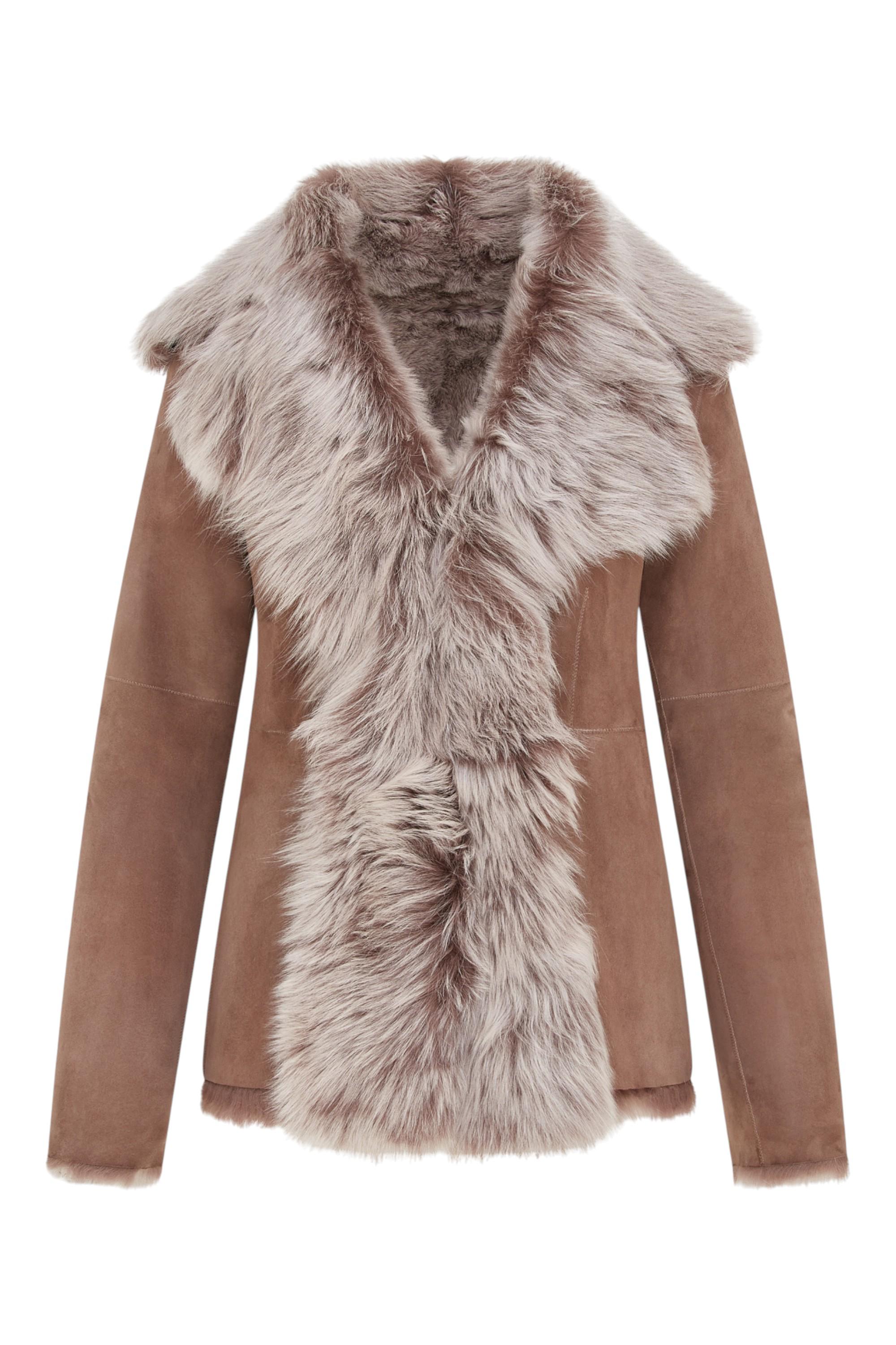 Infinity Leather Damenjacke aus Lammfell (Toscana Shearling), Wildleder - Taupe