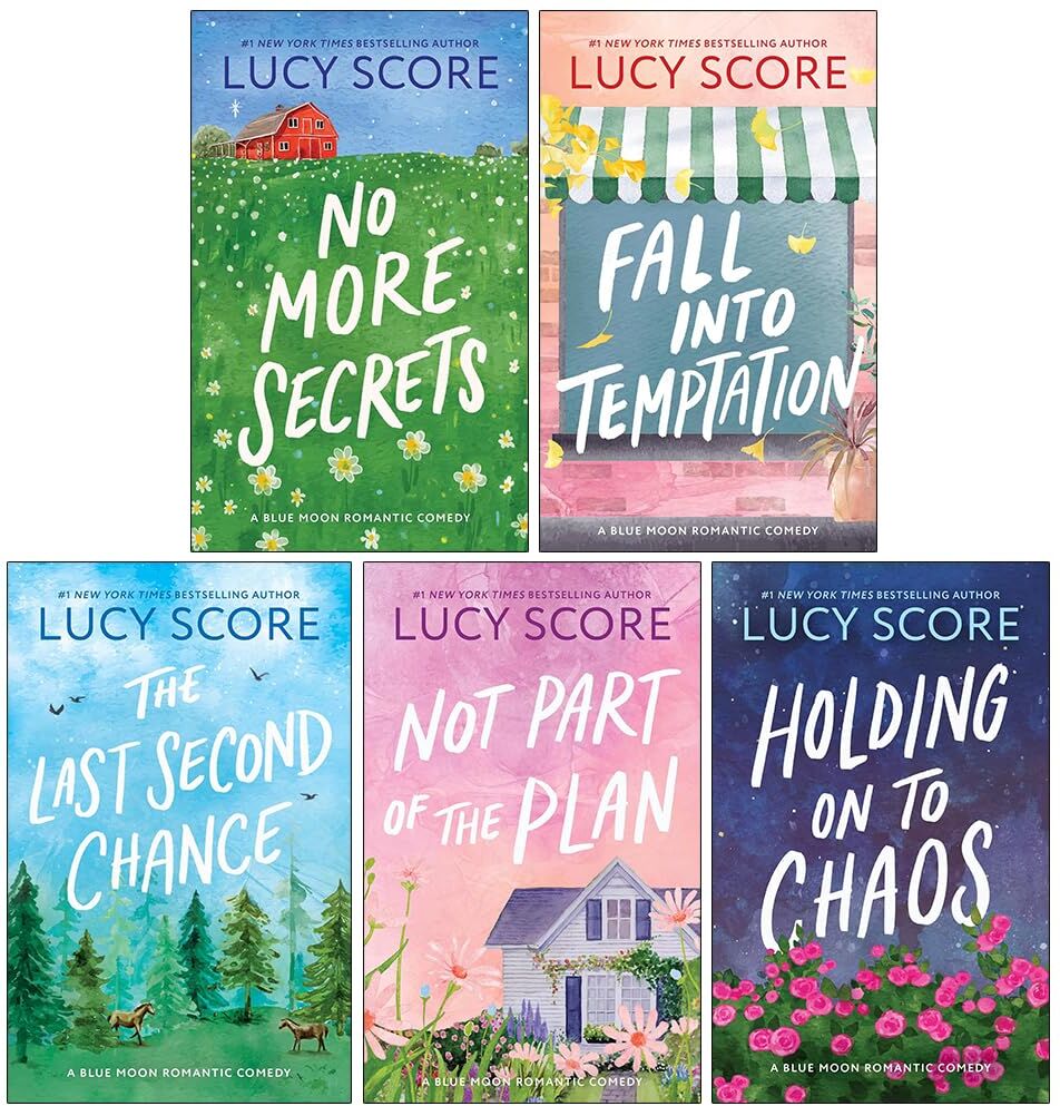 Bloom Books Ltd Blue Moon Series 5 Books Collection Set by Lucy Score (No More Secrets, Fall into Temptation, The Last Second Chance, Not Part of the Plan and Holding