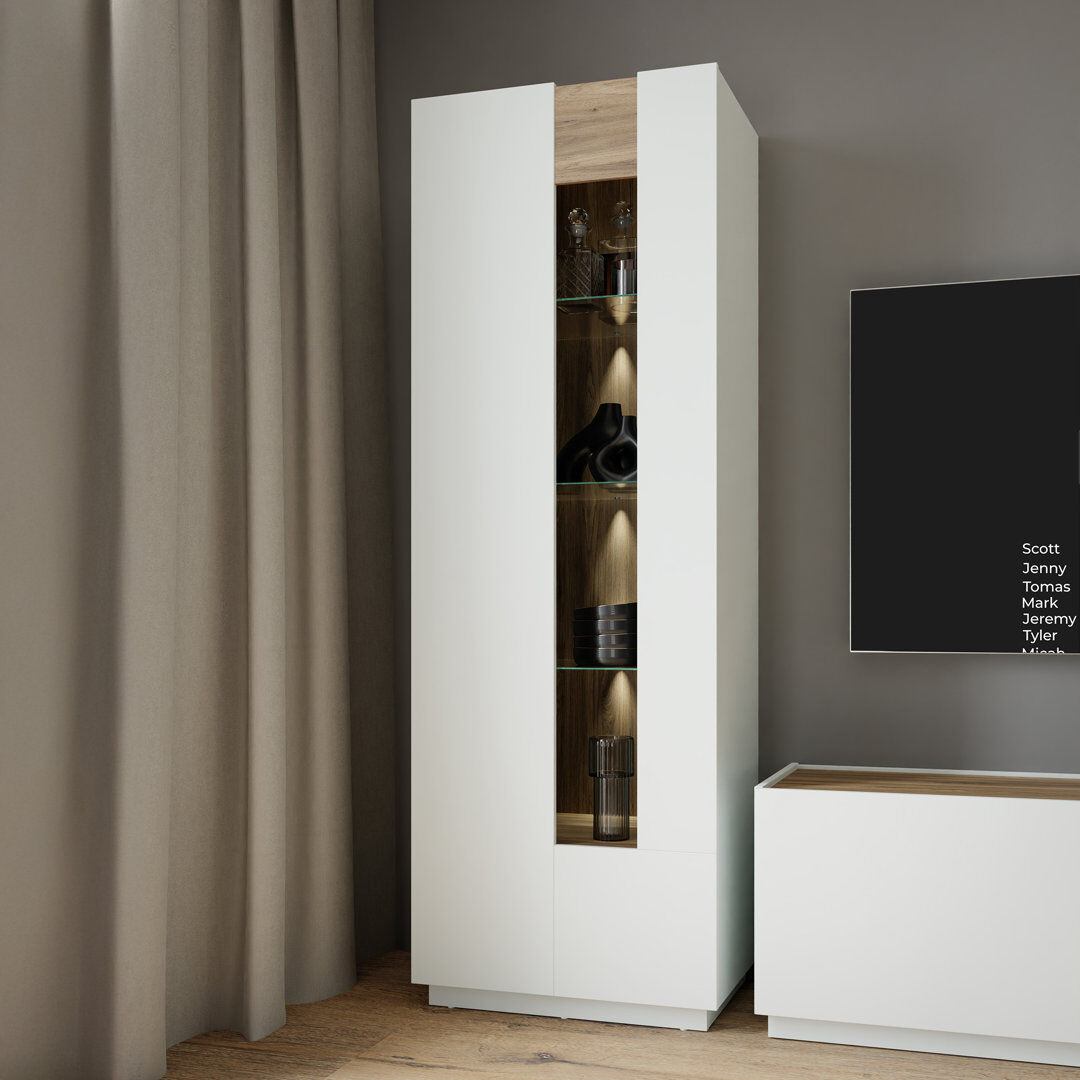 17 Stories Savione Display Cabinet Grey;Brown 194.6cm H X 60.9cm W X 41cm D