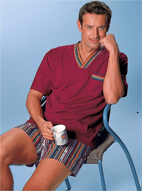 Schlafanzug TOP TEN, Herren, Gr. 52/54, rot (bordeaux), 100% Baumwolle, Homewear-Sets Schlafanzug