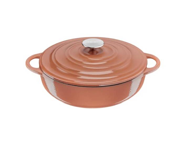 Tefal LOV Servierpfanne 28 cm, wiedergewonnenes Gusseisen, optimale Wärmespeicherung, für alle Herdarten, induktionsgeeignet, backofengeeignet bis 250°C, spülmaschinengeeignet, terracotta, E26072