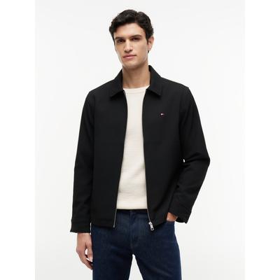Kurzjacke TOMMY HILFIGER "LIGHT WEIGHT TWILL SHACKET", Herren, Gr. S, schwarz, Twill, Obermaterial: 100% Polyester. Futter: 100% Polyester, normal, Manschette, Jacken Kurzjacke, Twill Struktur Übergangsjacke Blouson Stehkragen Jacke
