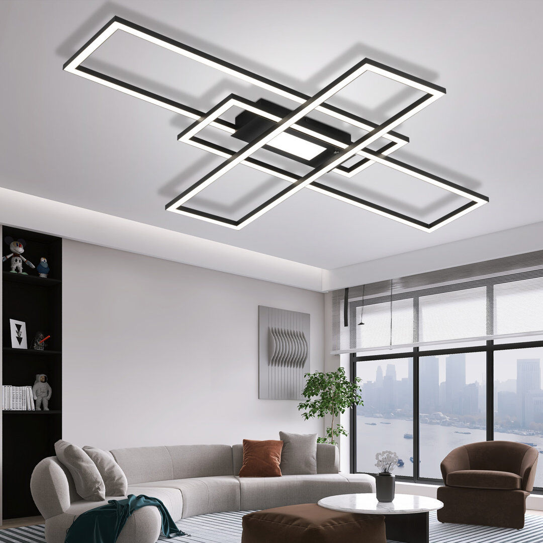 Metro Beyanka LED Flush Mount modern dimmable with Remote control for living room bedroom Black
