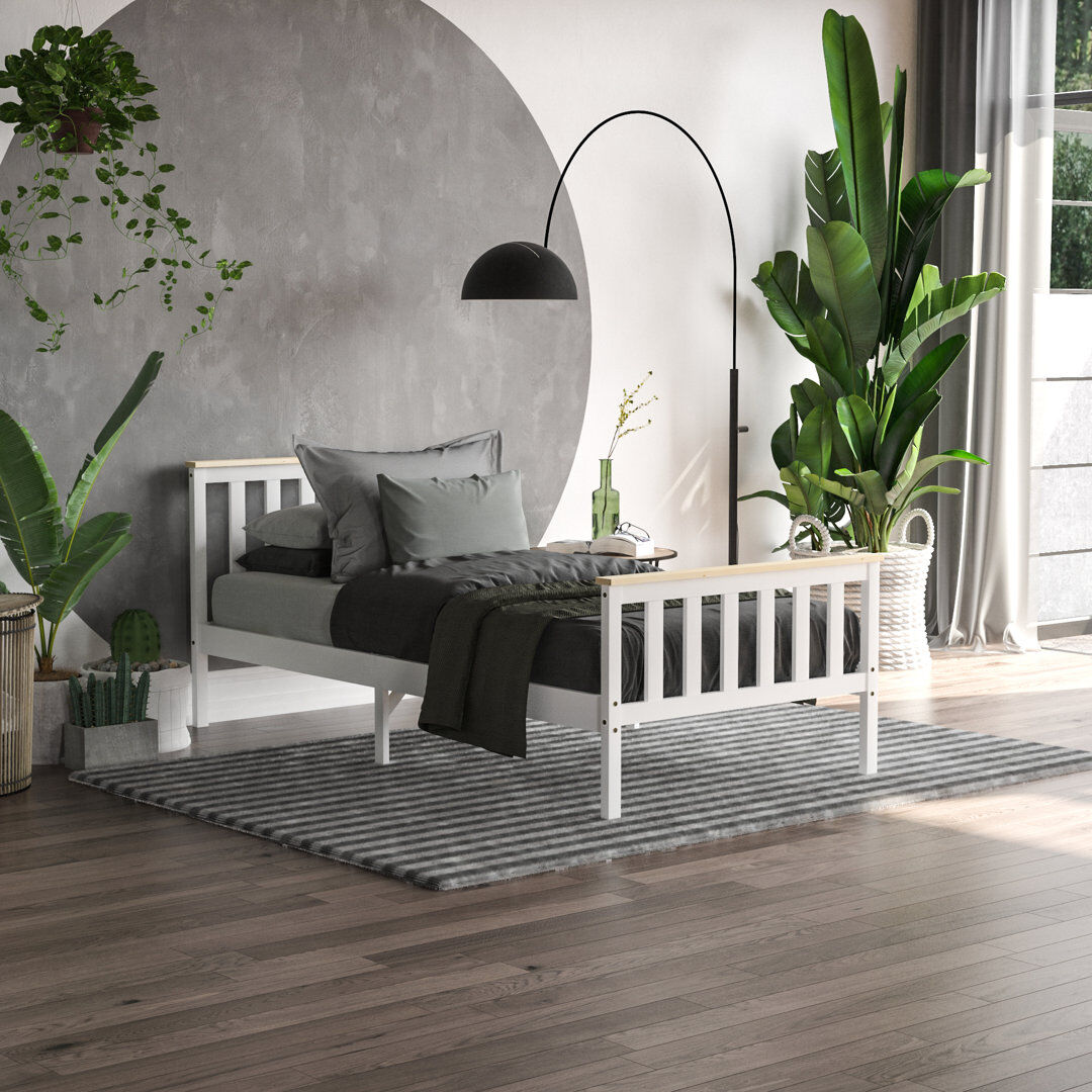 Fernleaf Solid Wood Bed White/Pine Single (3')