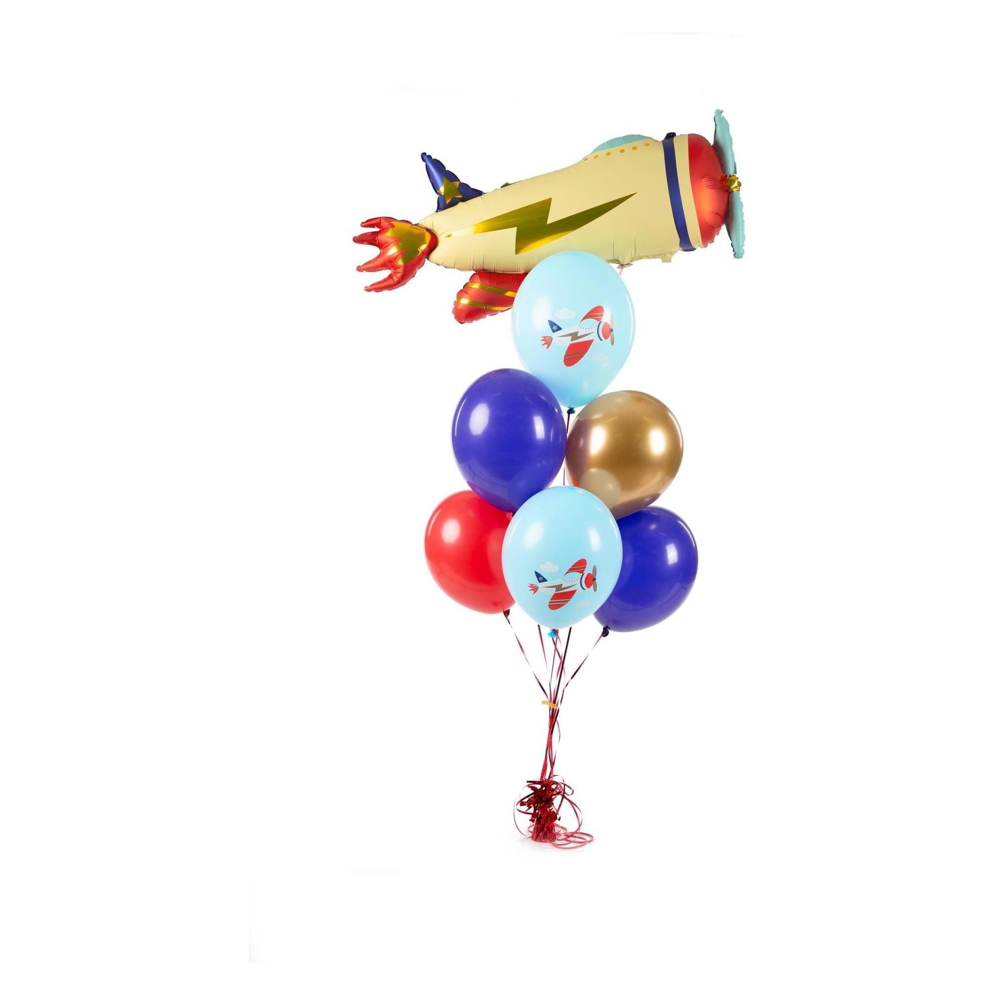 Partydeco Luftballon Flugzeug Mehrfarbig, Ø 30 cm, 6 Stück (6x) (SB14P-312-000-6)
