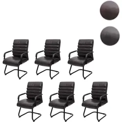 6er-Set Konferenzstuhl HWC-H31, Esszimmerstuhl Freischwinger Vintage Wildleder-Optik Metall FSC® ~ Kunstleder schwarz