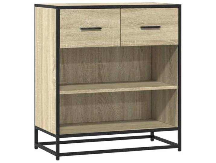 KGFHERENB Sideboard Sonoma-Eiche 68x35x76 cm Beistellschrank Metall Industrielles Aufbewahrungsmöbel mit Metallgestell und Griffen für Schlafzimmer, Flur, Küche und Büro