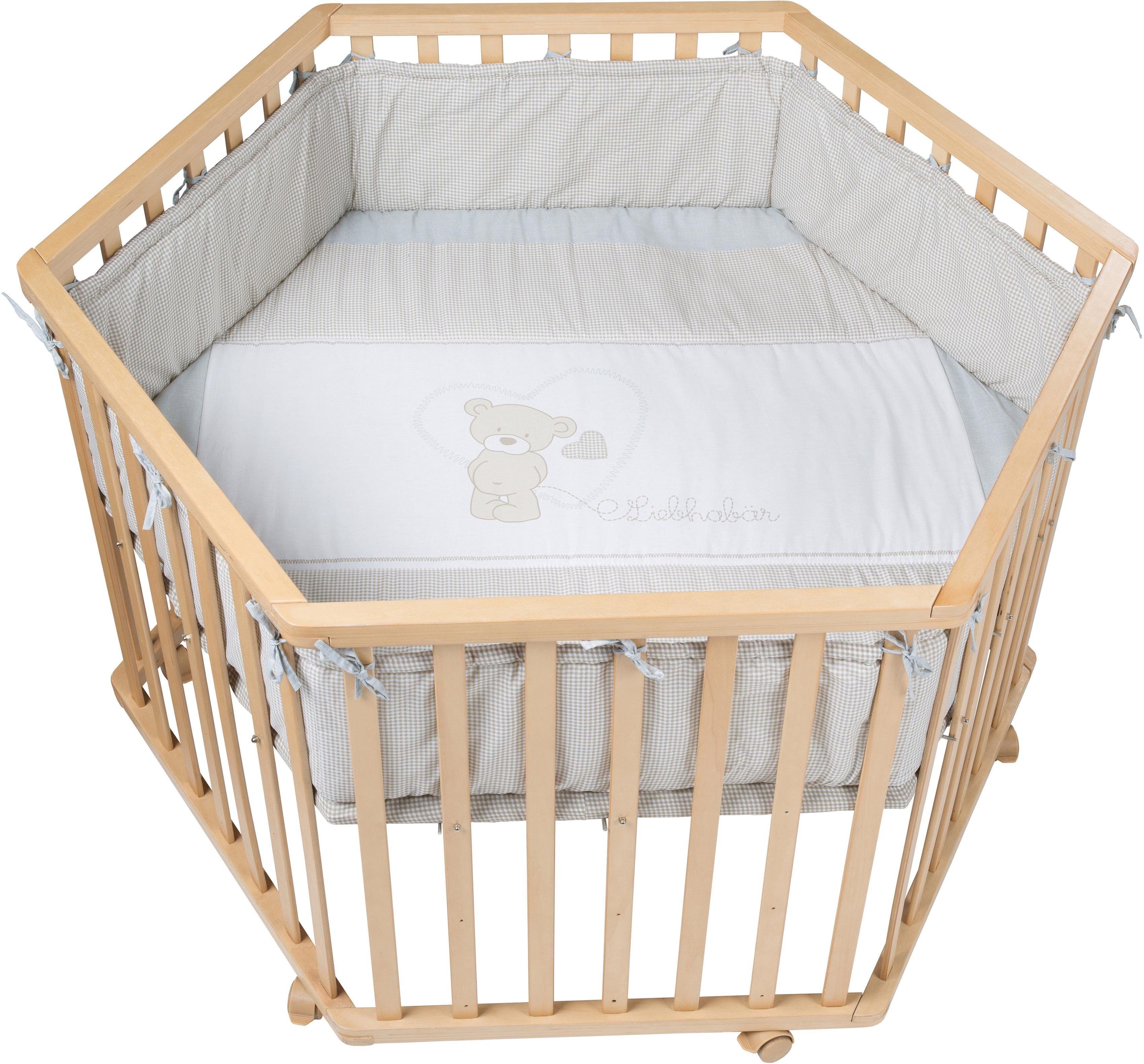 Laufgitter ROBA "Liebhabär, natur, 6-eckig", Baby, beige (natur), Laufställe Laufgitter, mit Stoffeinlage und Nestchen natur Einheitsgröße