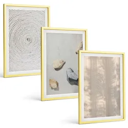 BILDER SET 3er Set - 40x60 cm Goldrahmen - Boho-Naturtexturen und -Strukturen