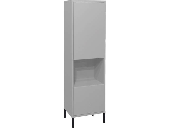 Vitrine MÄUSBACHER Bonnie , grau (kreidegrau matt lack), B:41cm H:145cm T:32cm, Schränke, Vitrine, Vitrine mit Quadratgestell