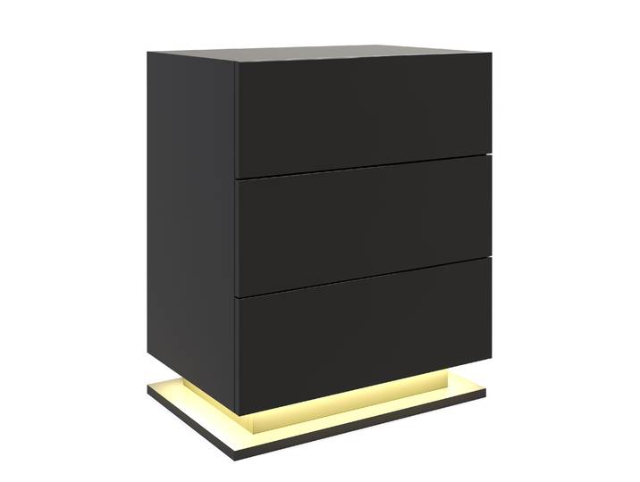 Nachttisch LED MINO 3 Schubladen schwarz