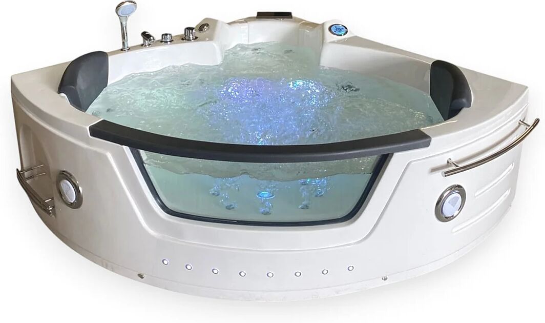ELITESHOPPING Bañera de hidromasaje con cromoterapia 150 x 150 cm, doble bomba, 20 jets – Wisteria