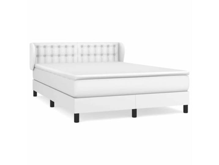 PUGYNBK Boxspringbett, Kunstleder, Weiß, 140 x 200 cm Verstellbares Kopfteil, Taschenfederkernmatratze, mittlere Härte, einfache Reinigung