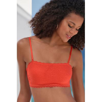 Bralette-BH VIVANCE BY LASCANA "BH ohne Bügel, Bandeau-BH, BH ohne Träger, große Größen", Damen, Gr. XL (44), N-Gr, rot (chili), Spitze, Obermaterial: 84% Polyamid, 16% Elasthan, BHs, mit 2 Tragevarianten, als Dessous-Set kombinierbar, sexy Dessous