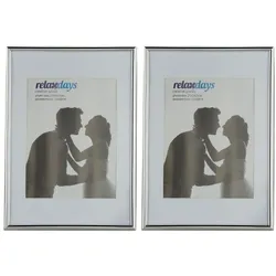 Relaxdays 10 x Bilderrahmen A4 silber Silber