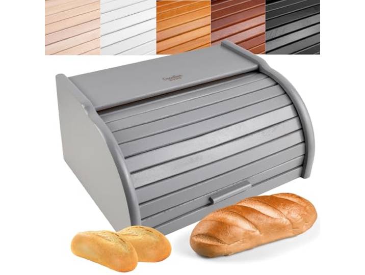 Creative Home Houten Broodtrommel Grijs 38 x 28,5 x 17,5 cm