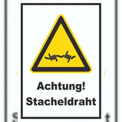 HB-Druck Achtung Stacheldraht A2 (420x594mm) Schild