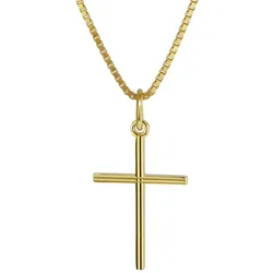 trendor 08496 Kreuz-Anhänger Gold 333 mit goldplattierter Halskette, 45 cm