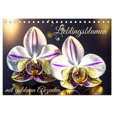 Lieblingsblumen mit goldenen Akzenten (Tischkalender 2026 DIN A5 quer), CALVENDO Monatskalender