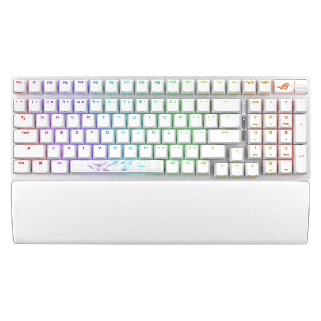 ASUS Rog Strix Scope II 96 Wireless White - Tastatur Wired & Wireless - Bluetooth 5.1 - USB - 1000 H (US, Kabelgebunden, Kabellos) (90MP037A-BKUA30)