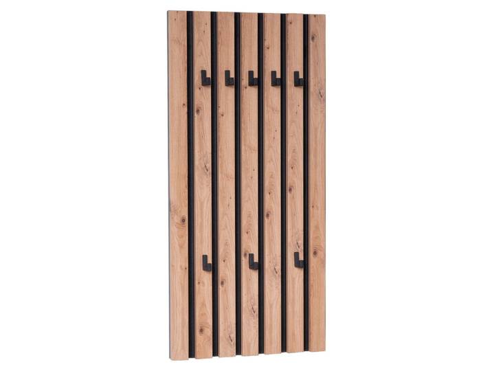 Xora Wandgarderobe, Schwarz, Eiche Artisan, 45x90x4 cm, Garderobe, Garderobenpaneele, Wandgarderobe