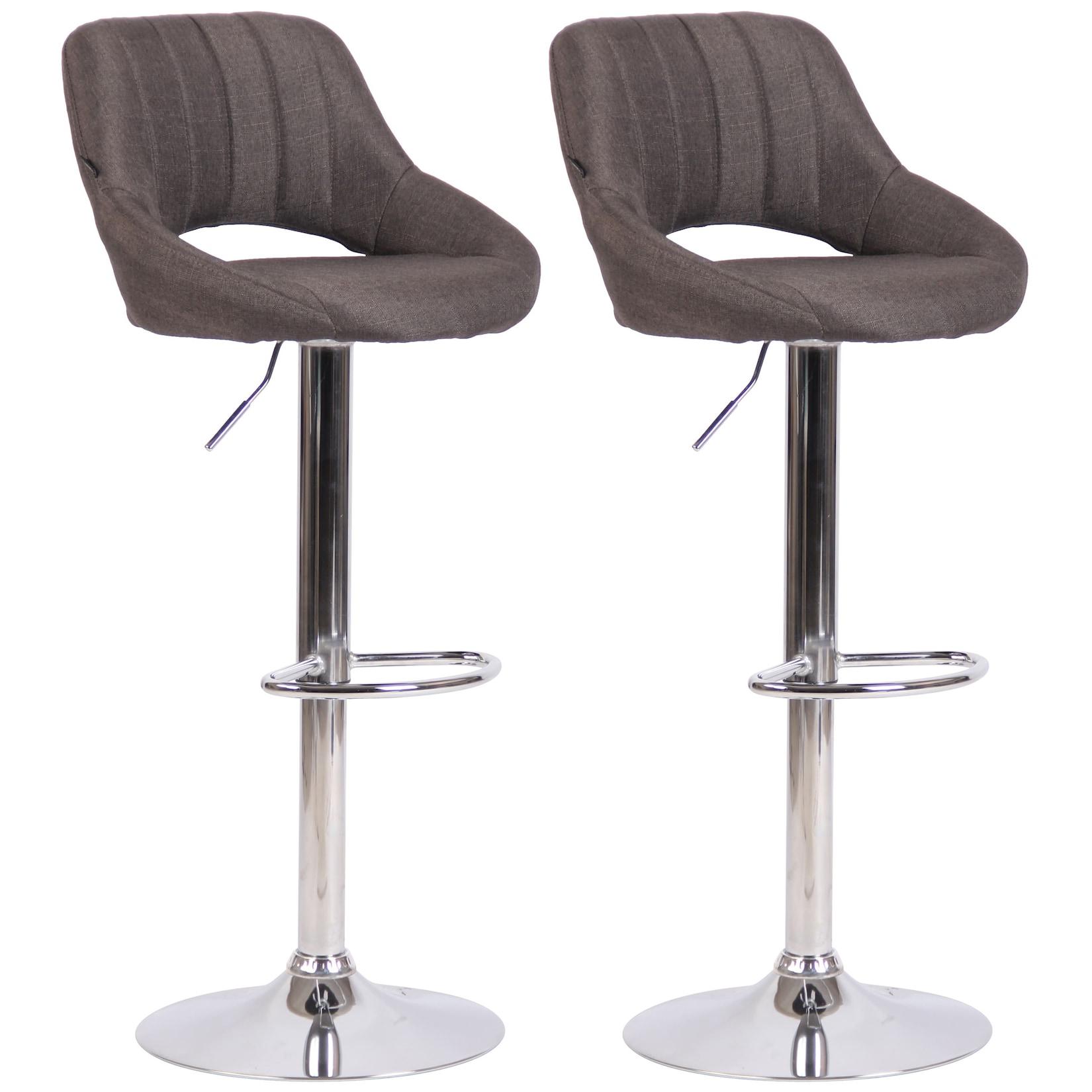 CLP Barhocker 2er Set höhenverstellbar mit Lehne Milet, Barstühle gepolstert Stoffbezüge, Tresenstühle mit Metallgestellen drehbar,