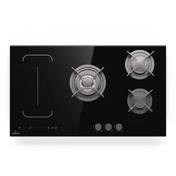 Klarstein MultiChef 5 Wok Induktions- und Gaskochfeld 5 Kochzonen 3 Gasbrenner 2 Induktionsfelder FlexZone Schwarz