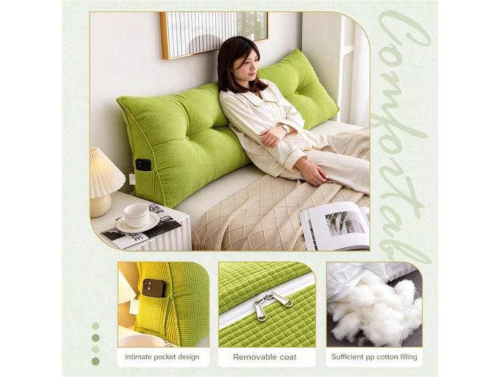 Coussin Triangle Long pour Canapé et Lit, Planche de Sauna, Grand Dos, Sac Souple, Peut être Démonté et Lavé, Chambre