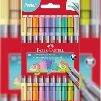 FABER-CASTELL FABER CASTELL 151112 Faserschreiber Duo Pastell - 10 Farben sortiert