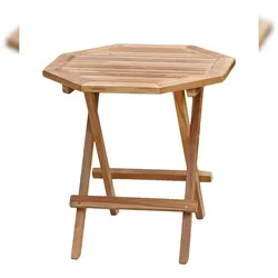 DELUKE Gartentisch NELLA achteckig - Teak, Teakbraun, 50x50x50cm | Garten Beistelltisch Wetterfest Outdoor Tisch
