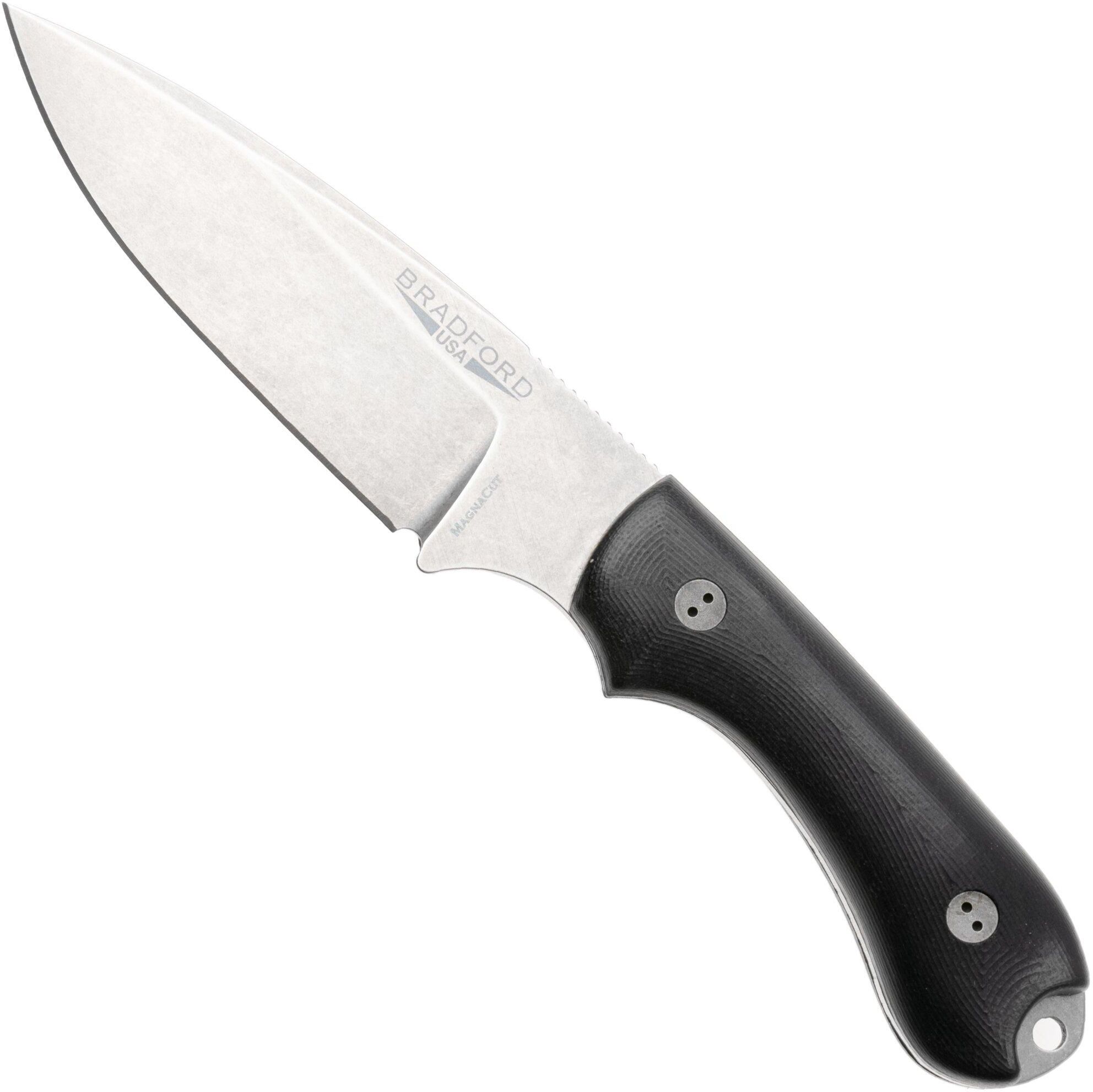 Bradford Knives Guardian 3.2 FE-101-MC MagnaCut False Edge Stonewashed, Black Micarta, coltello fisso