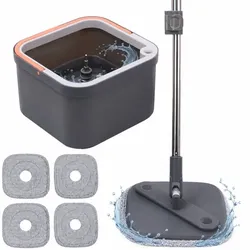 Relaxdays Wischmopp Set mit Frischwassertank Anthrazit,Grau,Rosa
