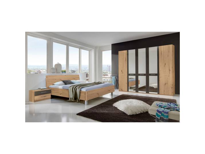 Xora Schlafzimmer, Eiche, Dunkelgrau, 6 Fächer, 180x200 cm, Typenauswahl,in verschiedenen Größen erhältlich,individuell planbar, Typenauswahl, Schlafzimmer, Schlafzimmer Komplett