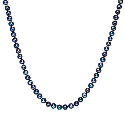 Perlenkette LULU & JANE "AV226", bunt (blau), Halsketten, Damen, 120,0cm, Perlen, Perlenkette