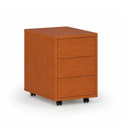 Büro-Rollcontainer PRIMO WOOD, PUSH-lock, 3 Schubladen, Kirschbaum