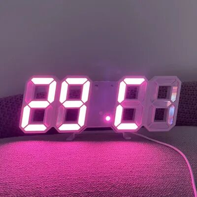 Universal Stock LED Digital Clock With Alarm, Temperature Display & Adjustable Brightness For Wall Or Desk pink