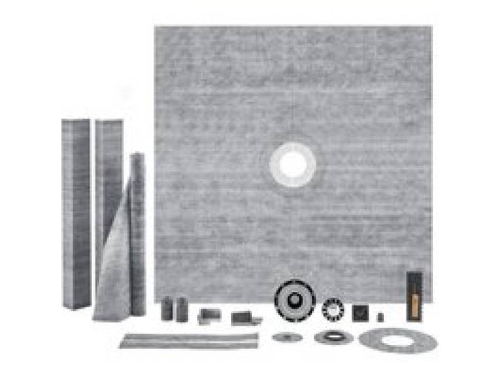 VEVOR Kit de bordure de douche, cuvette de douche 1828x1828 mm bride centrale ABS 2 , grille acier inoxydable, membrane et bande imperméables, bâtons de pente pour cuvette de douche pour salle de bain