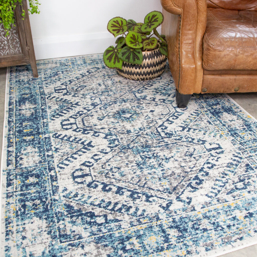 Mistana Dreier Machine Woven Blue/Cream/Navy Indoor Rug Cream;Navy;Blue Rectangle 160 x 230cm
