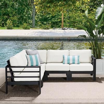 Modular Napa Outdoor Metal Seating - Build Your Own, Left Arm Facing Chair - Grandin Road