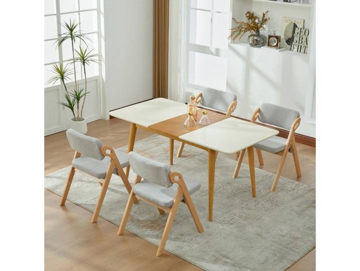 lot de 4 Chaises pliables empilables hêtre gris assise rembourrée 52x60x78cm cuisine bureau fêtes sans table