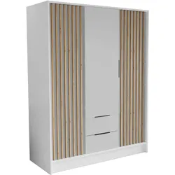 DREHTÜRENSCHRANK Nero 150/51/200 cm mit Lamellen weiß