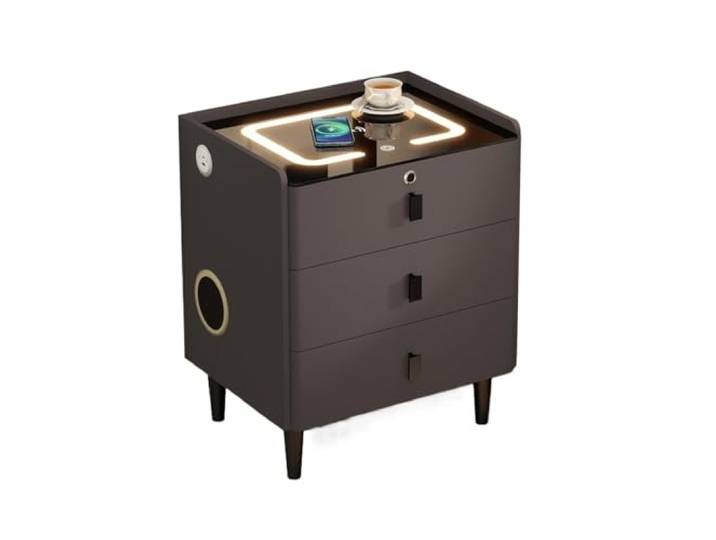 FZL02068LM Zimmer Luxuriöser multifunktionaler Nachttisch mit 3 Schubladen Wohnzimmer, Schlafzimmer und kleine Räume(Mittel)