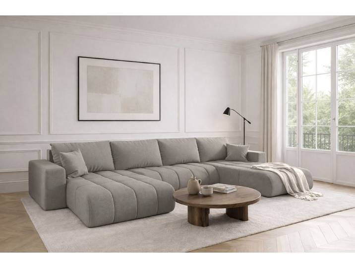 Kaiser Möbel Ecksofa U-Form Sofa mit Schlaffunktion im Stoff WIND MILO U PREMIUM, U-Form,Pflegeleichter Webstoff WIND,Hohe Abriebfestigkeit