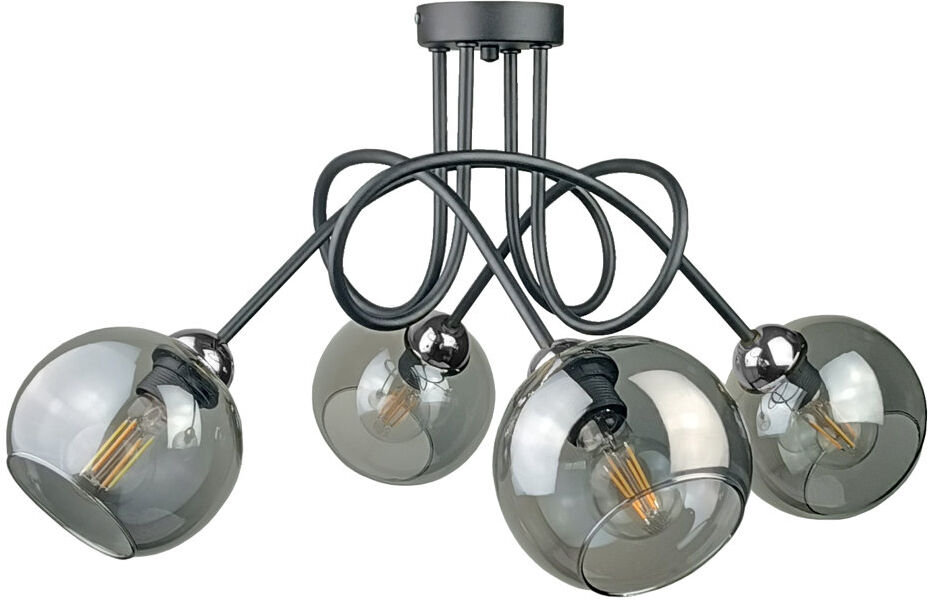 Metro Betzie Glass Semi Flush Mount Black/Silver