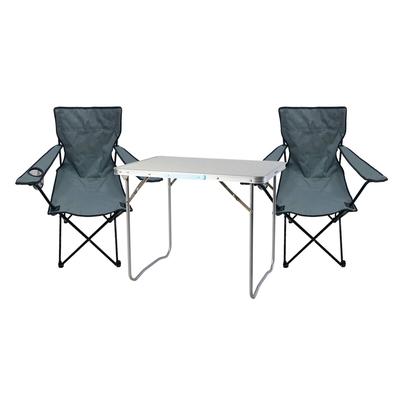 Mojawo 3-teiliges Campingmöbel Set Schwarz XL Tisch 80x60x68cm + Anglersessel